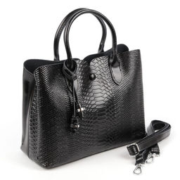 Женская кожаная сумка тоут под змею 5321-220 Блек