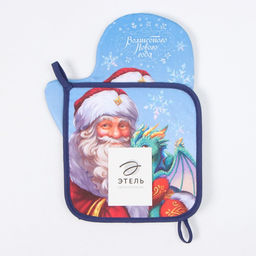 Набор кух. Этель Сказочный гость: прихватка 19х19 см, варежка-прихватка 20х28 см, 100% хл  фото 4