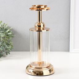 Подсвечник на 1 свечу «Колба», d=6 см, под золото, 27 см