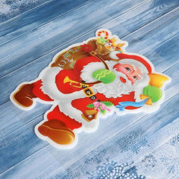 Наклейка на стекло «Дед Мороз с подарками и колокольчиком», 14.5×18 см