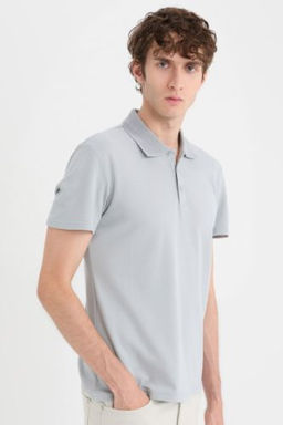 Slim Fit Dar Kesim Basic Duz K?sa Kollu Polo Tisort