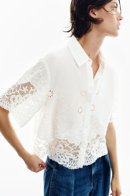 CAMISA BORDADOS PERFORADOS / Blanco - Zara фото 6