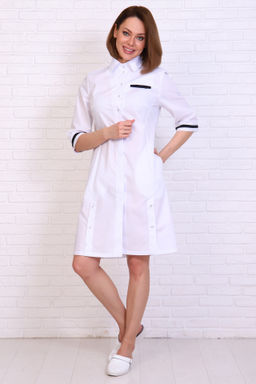 Халат женский 196 ТС. Цвет: белый и черный - Стильб фото 3