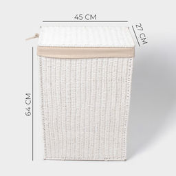 Корзина для белья LaDо́m «Классика», прямоугольная, 45×27×64 см, белая