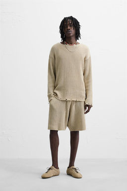 RIBBED RELAXED FIT BERMUDA SHORTS