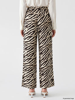 Beli Lastikli Zebra Desenli Kad?n Pantolon