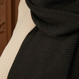 Палантин 180 х 70 см Гофра, цвет черный - Мастерская ПОКРОВ фото 7