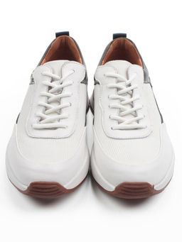 03-10-57 WHITE/DK. GREY Кроссовки мужские (натуральная кожа, текстиль)