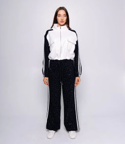 Спортивный костюм #КТ388-1, белый,чёрный