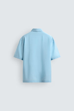 CAMISA POLO FLUIDA MEZCLA VISCOSA / Celeste - Zara фото 8