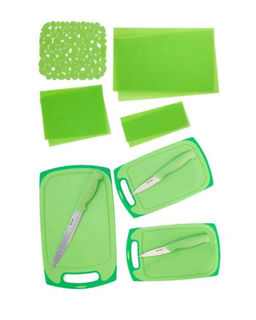 KLIN-TEC Набор для кухни: ножи, доски и коврики, лайм