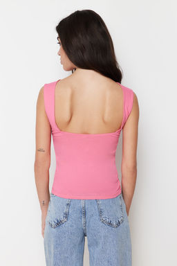 Trendyolmilla Siyah S?rt Dekolteli Fitted Regular Boy Pamuklu Esnek Orme Bluz TWOSS24BZ00031  фото 22
