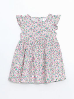 Bisiklet Yaka ?i?ekli K?z ?ocuk Elbise