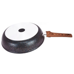 Сковорода с тефлоновым покрытием д24см Granit Ultra, h6см, съемная ручка из термостойкого пластика 17см, стеклянная жаропрочная крышка, голубой гранит (Россия) - можно использовать металлические кухонные принадлежности - Домашняя мода фото 7