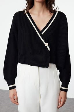 TRENDYOLMILLA Siyah Crop Renk Bloklu Triko H?rka TWOAW23HI00366 фото 4