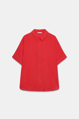 CAMISA FLUIDA MANGA CORTA / Rojo