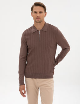 Vizon Regular Fit Bisiklet Yaka Fermuarl_ Triko Kazak - Pierre cardin фото 3