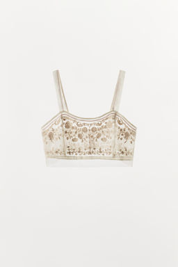 TOP CORTO BORDADO ZW COLLECTION / Crudo medio