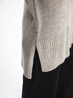 Yar?m Bal?k?? Yaka Oversize Kad?n Triko Kazak