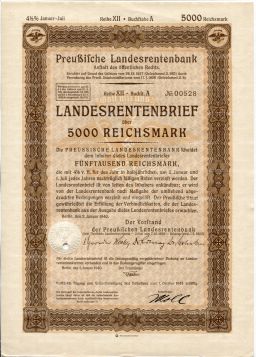 Облигация 4,5% 5000 марок 1940 года Германия