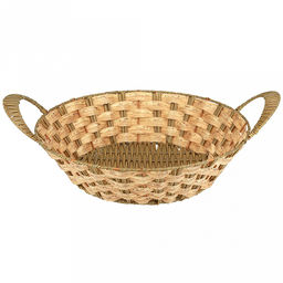 Корзина-сухарница плетеная Береста д29см h7,5см, полипропилен, ванильный, с ручками, металлический каркас, форма круглая (Китай) - Домашняя мода фото 2