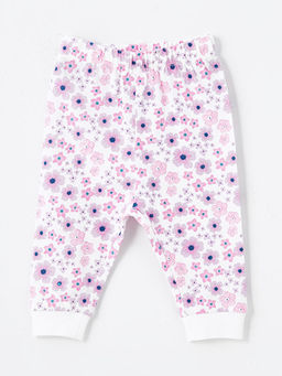 Beli Lastikli ?i?ekli K?z Bebek Pijama Alt