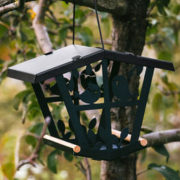 Кормушка для птиц металлическая "Теремок" 26х20,5х20см, черный (Россия)