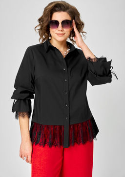 Блуза EVA GRANT 5002 черный с кружевом