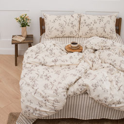 КПБ Чистый хлопок 1,5 спальный, наволочки 50х70, поплин, 100% хлопок, Гербариум ВБ Пододеяльник 146х215 с прорезью, простыня классическая 150х215 подшита с 4-х сторон, наволочки 50х70 с клапаном - 2 шт. - Традиция фото 51