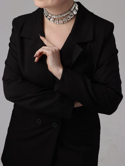 Чокер-колье Сияние дуэт, цвет белый в серебре, 36 см