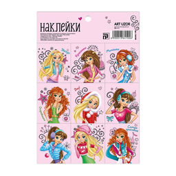 Цена за 10 шт. Наклейки бумажные Подружки, c раскраской на обороте, 11 15,5 см - Арт узор фото 5