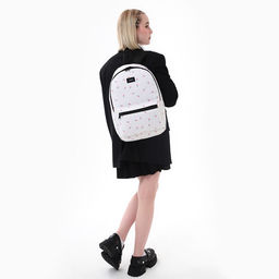 Рюкзак школьный текстильный Цветы, 42?14?28 см, белый - Nazamok фото 11