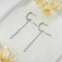 Серьги на цепочке с Голубым агатом