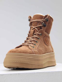 Ботинки 219.warmbr. Светло коричневый/Байка