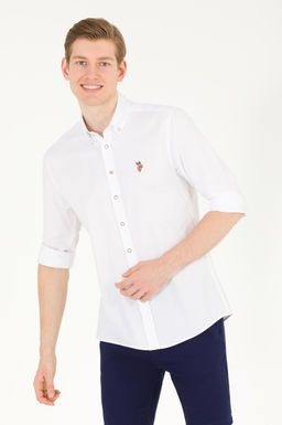 U. S. Polo Assn Мужская белая базовая рубашка с длинным рукавом - U.s. polo assn фото 4