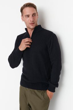 TRENDYOL MAN Indigo Casual Regular Yar?m Bal?kc? Yaka Duz Triko Kazak TMNAW22KZ1908 - Trendyolmilla фото 11