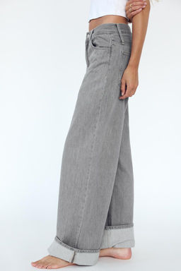 TRF WIDE-LEG HIGH-WAIST JEANS WITH TAB DETAIL - Zara фото 4