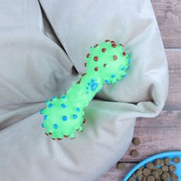 Игрушка пищащая Гантель малая для собак, 12,5 см, зелёная - Пижон фото 2