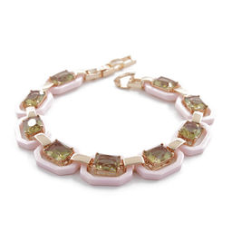 Браслет Октагон из розовой керамики с Султанитом покрытие под золото, длина 18см