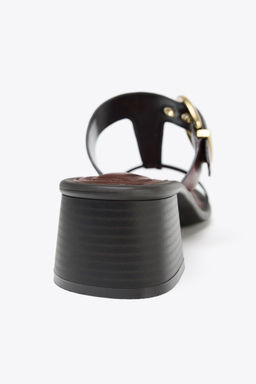 LEATHER BLOCK HEEL SANDALS - Zara фото 10