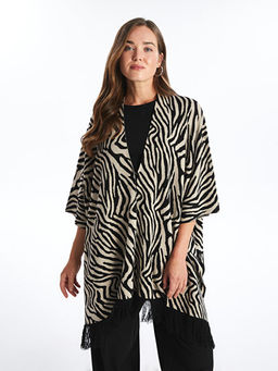 ?al Yaka Desenli Oversize Kad?n Triko Pan?o