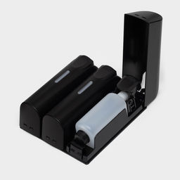 Диспенсер для мыла SAVANNA, механический, 3 отсека по 350 мл, шампунь, кондиционер, гель, чёрный фото 6