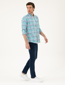 Turkuaz Regular Fit %100 Keten G_mlek