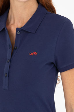 U. S. Polo Assn Женская темно-синяя базовая футболка с воротником-поло - U.s. polo assn фото 7