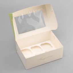 Цена за 5 шт. Коробка для 6 капкейков с окном, 8 марта, 25?17?10 см