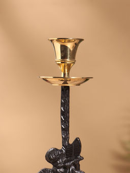 Подсвечник на 1 свечу Купидон, латунь, чёрный с золотом, 8.5?8.5?23.5 см