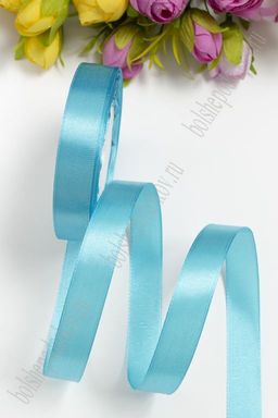 Цена за 5 шт Лента атласная 1,5 см*25 ярд (SF-1359) голубой №020