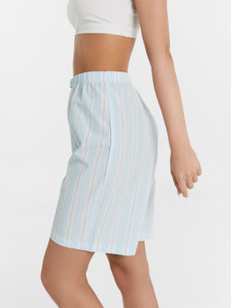 Шоры женские домашние голубые в полоску полоска на кристалле 132296