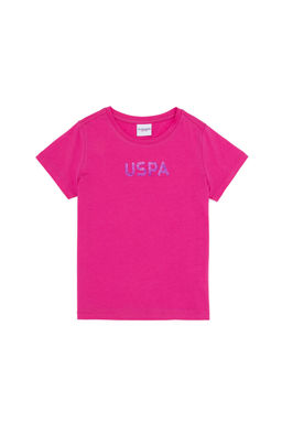 Футболка цвета фуксии с круглым вырезом для девочек