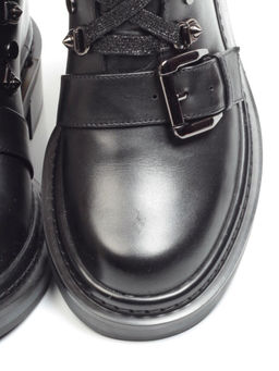 01-H001-3637-N380K BLACK Ботинки демисезонные женские (натуральная кожа, байка)